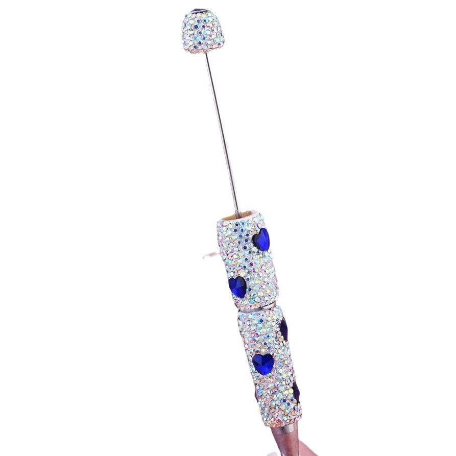 Wholesale  Live Hot Valentine's Day Colorful Love Zircon Full Diamond Pen Ceramic Mud Beaded Pen DIY Beaded Ballpoint Pen